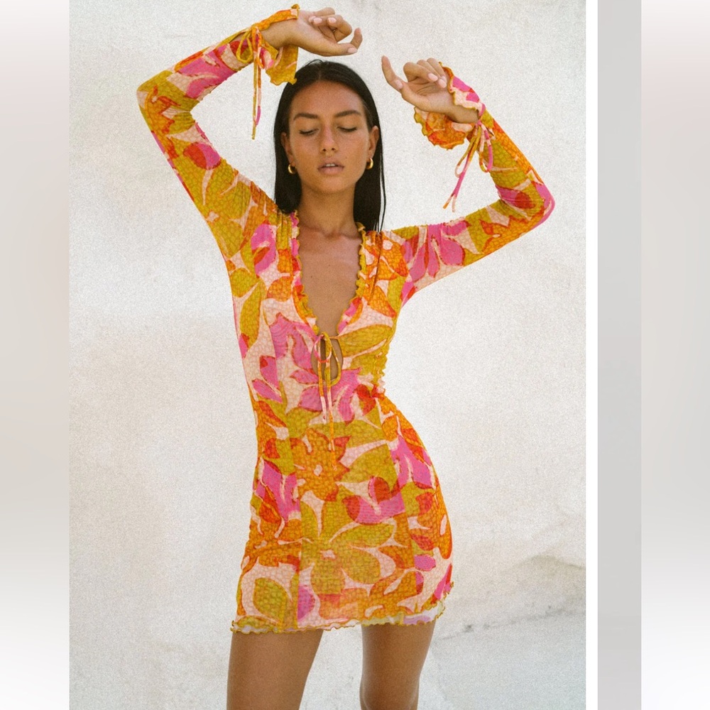 RESA Vibrant Pink and Orange Mini Dress